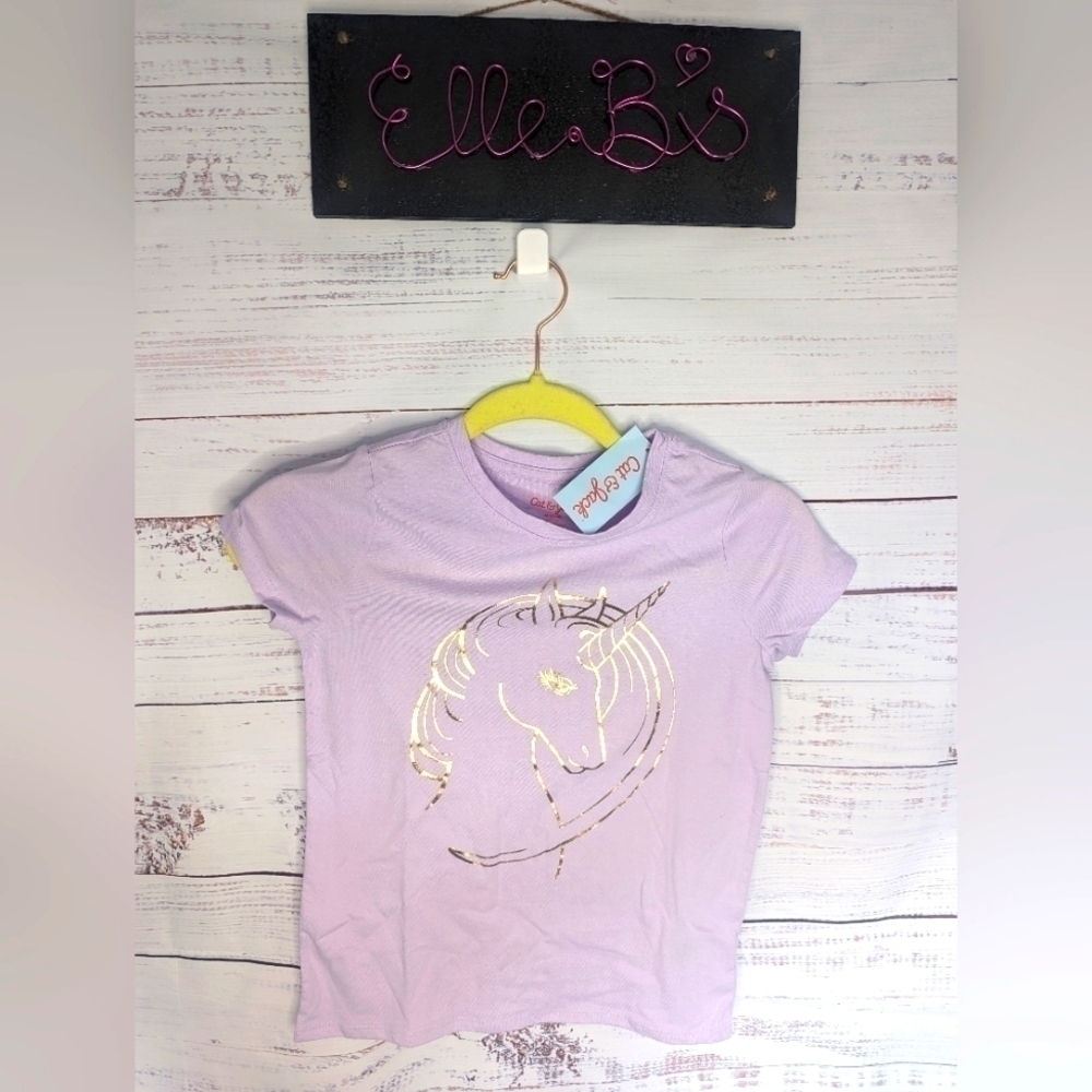 NWT Cat & Jack Girls Purple Unicorn Tee M